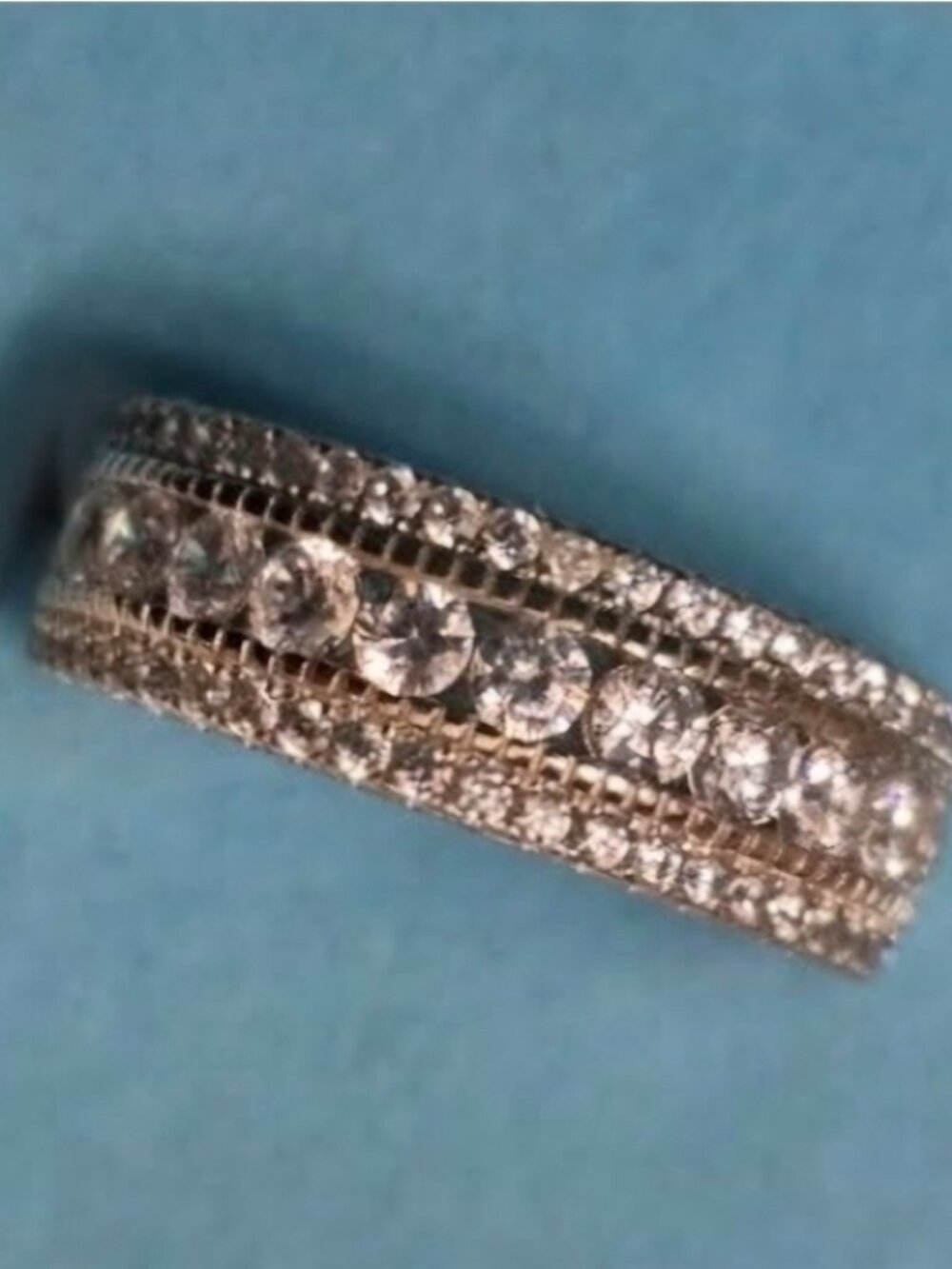 GRA VVS1 Multi-row Half Eternity Band Full Moissanite Size 6 US New